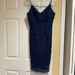 Aqua- navy lace dress